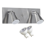 Apliques Pared Baño Led Acero Spot Dublin + 2 Dicroicas 7w