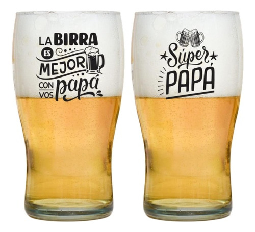 Vaso Pinta Cervecero De Vidrio Regalo Papá X5 Unidades