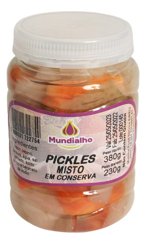 Picles Misto Fatiado Em Conserva Mundialho 230g