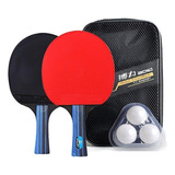 Kit Ping Pong 2 Raqueta Tenis 3 Pelota Profesional