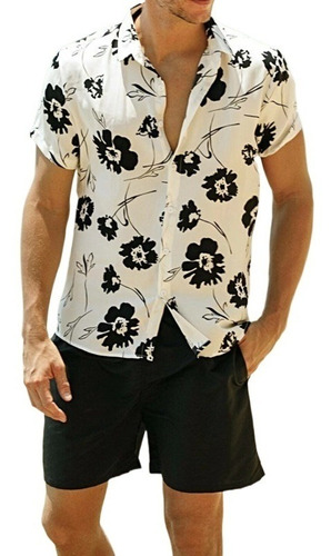 Camisa Hawaiana Con Estampado Floral Para Hombres [u]