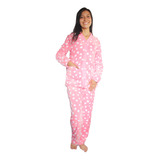 Pijama Para Dama Rosa Termica Abierta Con Botones Ybolsillos