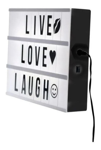 Caja De Luz Led Lightbox A4 Pizarra Con Letras Y Emojis Color De La Luz Negro