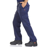 Pantalon Cargo Azul Marino Trabajo Bolsillo Oscuro Roca T-54