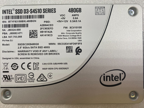 Disco Ssd Interno Intel D3-s4510 Series Ssdsc2480g8 480gb