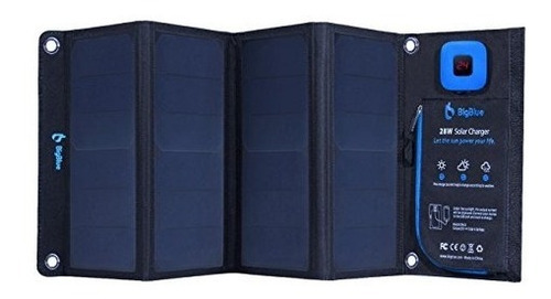 Cargador Solar Plegable Bigblue  5v 28w Con Amperímetro