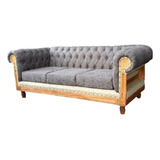 Sillón Chesterfield Constructor De Símil Cuero De 3 Cuerpos.