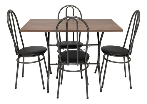 Direto Da Fabrica Conjunto Mesa 110cm C 4 Cadeiras Tampa Castanho