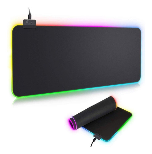 Mouse Pad Gamer Con Luz Led Rgb Iluminado 90×40 Cm Color Negro Diseño Impreso Mapa