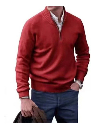 Suéter Cálido De Lana De Color Liso Para Hombre