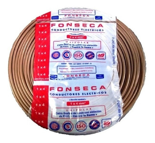 Cable Unipolar 4 Mm Marrón X 100m Normalizado Fonseca E631