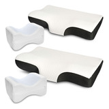 Set X4: 2 Almohadas Cervical + 2 Almohadas Para Piernas Gel