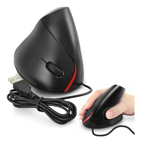 Mouse Vertical Ergonómico De Cable Usb 5 Botones Óptico Fino