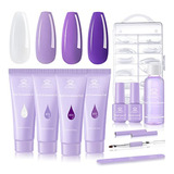 Kit De Gel De Uñas Poly Makartt, 4 Colores, Púrpura, Fortale