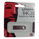 Memoria Usb 64gb Kingston Datatraveler Se9 3.1 3.0 2.0 Plata