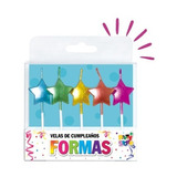 Party Store- Set Velas Forma Estrellas Metalizadas Cotillón 