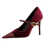 Tacones Elegantes Vinotinto/ Rojo Oscuro Bigtree