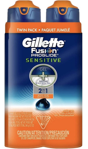 2 Gillette Fusion Proglide 2 En 1 Gel Para Afeitar 170gr C/u