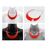 Collar Moda Corto Mujer Dorado Media Luna Naranja Cc209