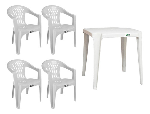Jogo Mesa Plastica 4 Cadeiras Com Encosto Duoplastic