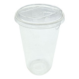 Vasos Curvos Con Tapa 500 Pzas 22 Oz Pla Biodegradable Color Transparentes