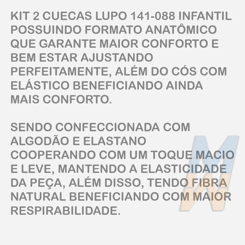 Kit 10 Cuecas Boxer Lupinho 141-088 Algodão Infantil