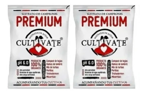 Sustrato Cultivate Premium 100% Orgánico 25 Litros 2 Unid
