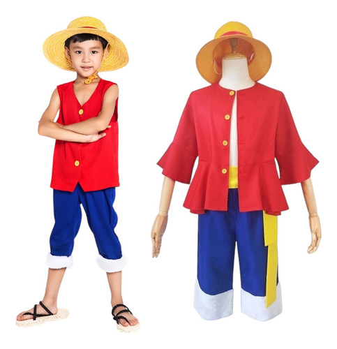 Disfraz Monkey D Luffy Para Niños + Sombrero Incluido - Disfraz One Piece