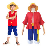 Disfraz Monkey D Luffy Para Niños + Sombrero Incluido - Disfraz One Piece