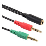 Cable Adaptador Convertidor Plug 3.5 Audio Y Microfono 2 A 1