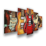 Quadro Mosaico Guitarras Coloridas Decoração Quarto Sala