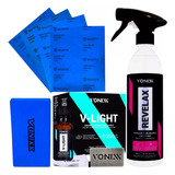 Kit Polimento Farol Revelax Lixa Vitrificador V-light Vonixx
