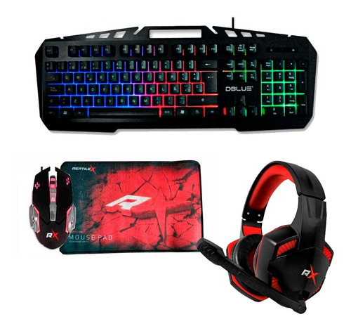 Kit Gamer 4en1 Audífonos+mouse+teclado+mousepad Rx0019