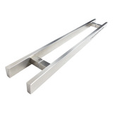  Puxador Para Porta Madeira Vidro  80cm Inox  Duplo (par) Cor Escovado 