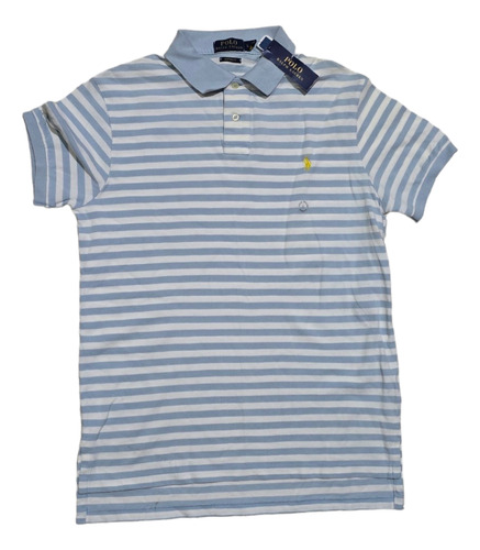 Playera Polo Ralph Lauren Grande L Custom Fit Lineas Azul