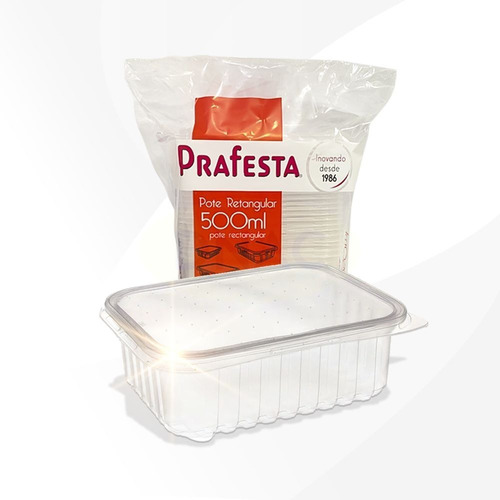 Marmita Micro-ondas / Freezer - 500ml Prafesta C/ 24 - Pote Fitness