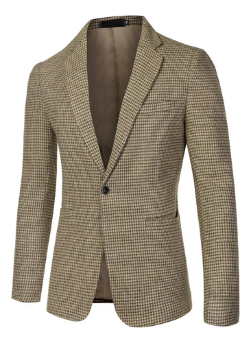 ~ Chaqueta Hombre A Cuadros Blazer De Pata Gallo Con Solapa