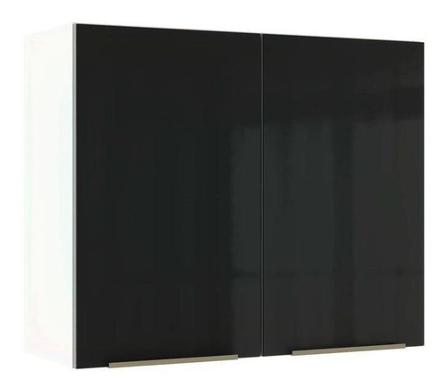 Armário Aéreo Madesa Lux 80 Cm 2 Portas - Branco/preto