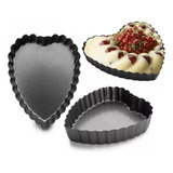 5pz Mini Molde Desmontable Para Tarta Forma De Corazon Acero