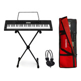 Kit Teclado Casio Ctk3500 5/8 Completo Vermelho E Fone Preto