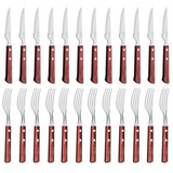 Set 24 Cub Tramontina Polywood Tenedor Recto Cuchillo Muesca