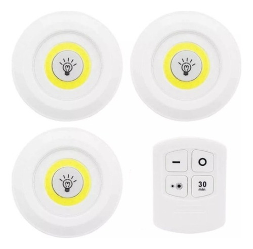 Juego Bombillos 3 Luces Led Inalámbrica Control Mando Closet