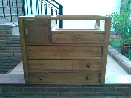 Comoda De Madera Maciza 5 Cajones/escritorio Con Biblioteca