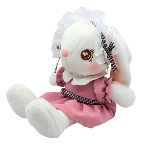 Conejo Blanco De Peluche 35 Cm Conejito Kawaii Con Vestido