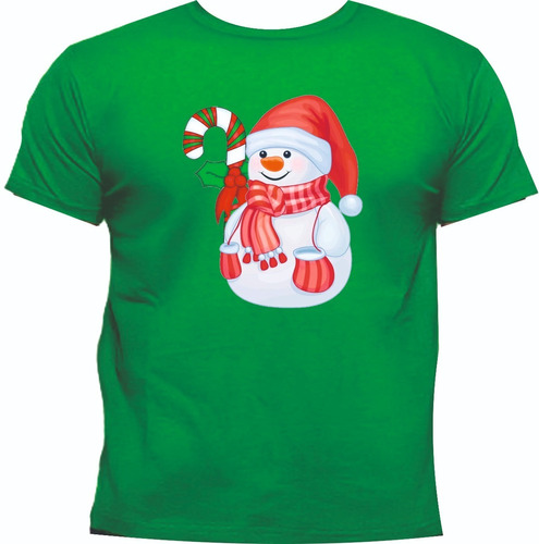 Camisetas Navideñas Navidad  Muñeco De Nieve Baston