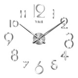 Reloj De Pared Con Espejo 3d Plata