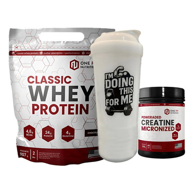 Combo Proteína Whey Suero One Fit 900g + Creatina 200g + Shaker Chocolate | Envío gratis