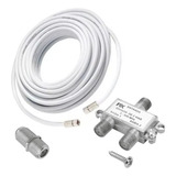 Kit Cabo Coaxial Rg6 15 Metros + Divisor 1 X 2 + Emenda 