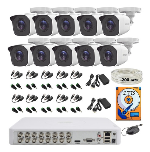 Kit Video Vigilancia Epcom 10 Cámaras  1080p 200mts Utp 1tb