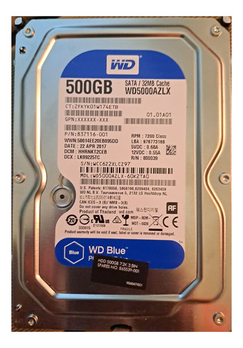 Disco Rigido 3.5 - Western Digital Blue 500gb 7200rpm 6gb/s
